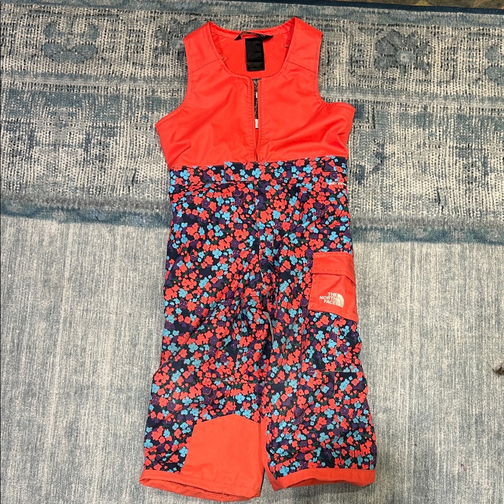 The North Face Red and Blue Floral Ski Pants 3t